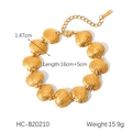 18K gold stainless steel shell bracelet with lobster clasp and adjustable extension chain - Gold Shell Shaped Bracelet (HC-B20210)