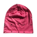 Bonnet en maille rose vif avec des clous métalliques coniques de style streetwear - Taille unique / Rose