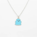 Cartoon necklace featuring a blue enamel ghost pendant with gold edges and silver chain - Blue (Necklace)