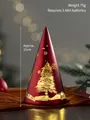 Red conical Christmas tree lamp with golden snowflake patterns and 15cm height mark - Small / Red
