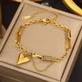 Detail of gold heart pendant and mixed link chain on a premium jewelry box - Gold Heart Mixed Link Chain (JX521)