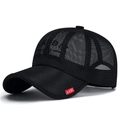 Verstellbare schwarze Mesh-Baseballkappe aus atmungsaktivem Polyester mit Stickerei - Schwarz