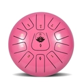Pink steel tongue drum with lotus pattern and numbered scales for meditation - Dreamy Pink - Ruyi (10 Inch 11 Notes)