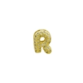 Detailed view of pavé set crystal bubble letter R pendant in polished gold finish - Letter R (Pendant Only) / Gold