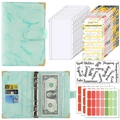 Raccoglitore budget A6 in pelle PU marmo menta con 12 buste e etichette adesive - Set A6 / Marmo Verde
