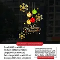 Golden snowflakes and colorful Christmas ball static stickers for holiday window decoration - SDUV001 (Red 3D Text) / XXL (120x180cm)