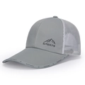 Graue atmungsaktive Mesh-Baseballkappe mit RSPORT-Schriftzug und Berg-Grafik - Verstellbar / Grau