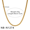 Collier multicouche en acier inoxydable à billes évidées dorées 40cm avec extension - Style de Chaîne Tissée Large (NB-N1274)