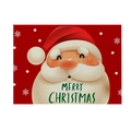 Close-up of linen texture on Christmas placemat featuring a red Santa Claus pattern - CD27-8 (Red Santa Claus)