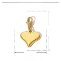 Détails du pendentif coeur doré avec dimensions 23mm par 14mm et fermoir mousqueton - YF099 Cœur Classique Doré (23x14mm)