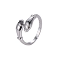 S925 sterling silver hug ring with a unique hands embracing design and adjustable band - Style 003 / Antique Silver