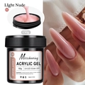Detailed view of light nude 150g builder gel texture and finished extension nails - 01 Light Nude