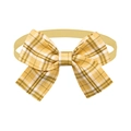 Yellow and white plaid pet bow tie with elastic strap for cats and dogs accessory - Yellow Check