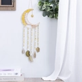 Golden moon-shaped Tree of Life dreamcatcher with yellow agate slices and beads - Golden Moon Agate Tree