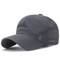 Dunkelgraue schnelltrocknende atmungsaktive Mesh-Baseballkappe mit Laser-Löchern - Verstellbar / Dunkelgrau