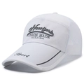 White breathable mesh baseball cap with grey New York 3D embroidery and adjustable strap - Adjustable / White