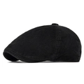 Classic black corduroy flat cap featuring a retro texture and structured British style - Adjustable / Black