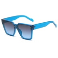 Oversized square sunglasses in translucent blue frame with grey gradient lenses - Transparent Blue Frame Gray to Blue Gradient