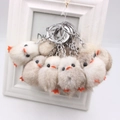 Ensemble de porte-clés poussins en peluche blanc et marron clair avec anneau argenté - Blanc Grisâtre Naturel