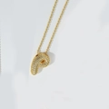 Golden chunky letter P pendant necklace with sparkling crystals on a twisted rope chain - Letter P