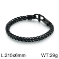 Bracciale da uomo a catena osso di drago nero in acciaio inox, 215mm x 6mm, peso 29g - Nero (KB117772-KFC) / 21.5cm