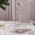 Silver electroplated iron Christmas tree with crystal pendants and star topper decor - Style C Silver