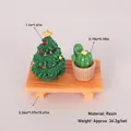 Miniature resin Christmas tree and cactus ornaments set for DIY desktop decor - Style 2 Christmas Table Set (3-Piece)