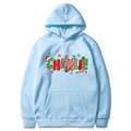 Light blue Christmas hoodie with Charlie graphic print and reindeer hat elements - Light Blue