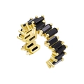 18k gold ear cuff with double row of baguette-cut black zircons in modern C-shape - Single Piece / Black Zirconia