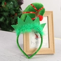 Serre-tête bonnet d'elfe de Noël en velours vert avec ruban rouge et plumes de fête - Chapeau d'Elfe Vert
