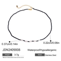 Detalle de collar de cuentas negras y perlas blancas con cierre de acero inoxidable - Estilo de Parche de Cuentas Negras y Perlas Blancas (JDN2409008)