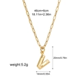 Golden V-shaped bubble letter pendant with paperclip chain and dotted texture - Letter V