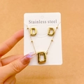 Goldschmuck-Set aus Edelstahl mit Buchstabe-D-Anhänger, Halskette und Ohrsteckern - Buchstabe D