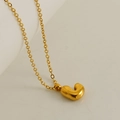 Minimalist 18K gold bubble letter J pendant necklace with polished mirror finish - Letter J