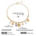Collana bohémien in acciaio inossidabile placcato oro 18K con perle e ciondoli a moneta - Stile Bohemien Moneta Stella (JDN0205009)