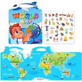 World map jelly sticker book for kids with reusable cartoon animal and landmark decals - World Map