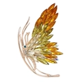 Elegante spilla a farfalla in oro rosa con cristalli gialli e strass scintillanti - Giallo