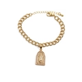 Bracciale a catena regolabile placcato oro con ciondolo Guadalupe e zirconi bianchi - 0252dl