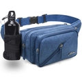 Marsupio sportivo blu scuro con porta borraccia e tasche multiple con cerniera lampo - Blu scuro