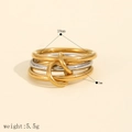 Detailed dimensions of interlocking multi-layer gold and silver stainless steel rings - Size 7 / Interlocking Multi-ring (TR4434-GS-7) / Gold and Silver