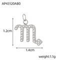 Sparkling silver Scorpio zodiac charm with white crystals and CNC inlay craftsmanship - Steel Color Scorpio (Inlaid)