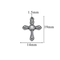 Vintage silver steel cross pendant 19x14mm with embossed dots and oxidized finish - Style Z2305S50/Silver Metal