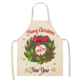 Detail of Christmas apron with Merry Christmas wreath print on beige cotton fabric - Merry Christmas Wreath (WQ02-25)