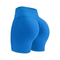 Short de yoga sans couture taille haute bleu royal avec effet push-up pour le fitness - Bleu Ciel