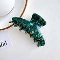 Pince à cheveux élégante en acétate de marbre vert pour femme sur fond blanc chic - 8.5cm / Vert Émeraude