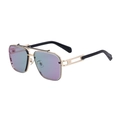 Fashionable rimless square sunglasses with purple gradient lenses and gold metal frames - C6 Gold Light Gray Blue Coating