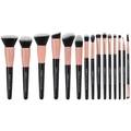 Professional 15-piece black and rose gold makeup brush set with synthetic bristles - 15Pcs Makeup Brushes Black