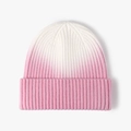 Roze en witte gradiënt gebreide muts met omslag voor warmte in de winter - Roze Gradiënt (23B001 Roze)