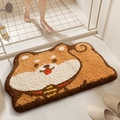 Cute Shiba Inu patterned flocking bathroom mat with absorbent non-slip texture - 40*60cm / Puppy Dog