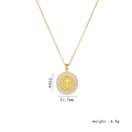 Gold round cross pendant necklace with white zircon pavé and detailed measurements - Gold Round Medallion Cross (1579)